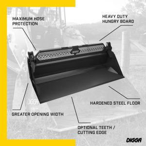 Digga 1070mm (42") Wide 4 in 1 Heavy Duty Flat Floor Bucket 12mm base (Mini Multifit)