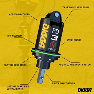 Digga Auger 2 way swing High Torque Mini Drive - Mini Multifit - 65MM Round