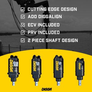 Digga Auger 4 way swing High Torque Mini Drive - Mini Multifit (DINGO / BOXER) - 65MM Round